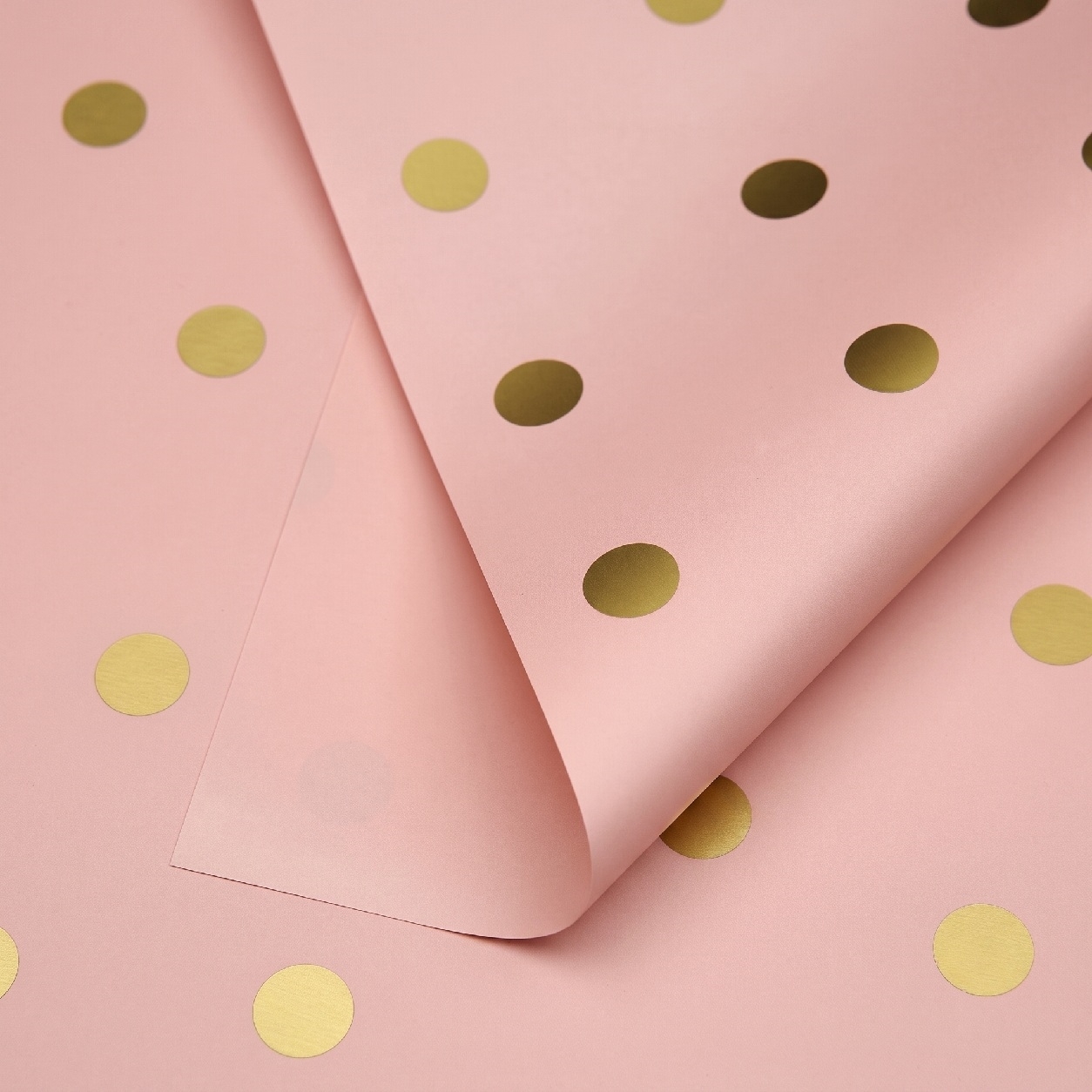 Papel Coreano 57x57cm Ibi Craft x20 rosado con Circulos Dorados - VV